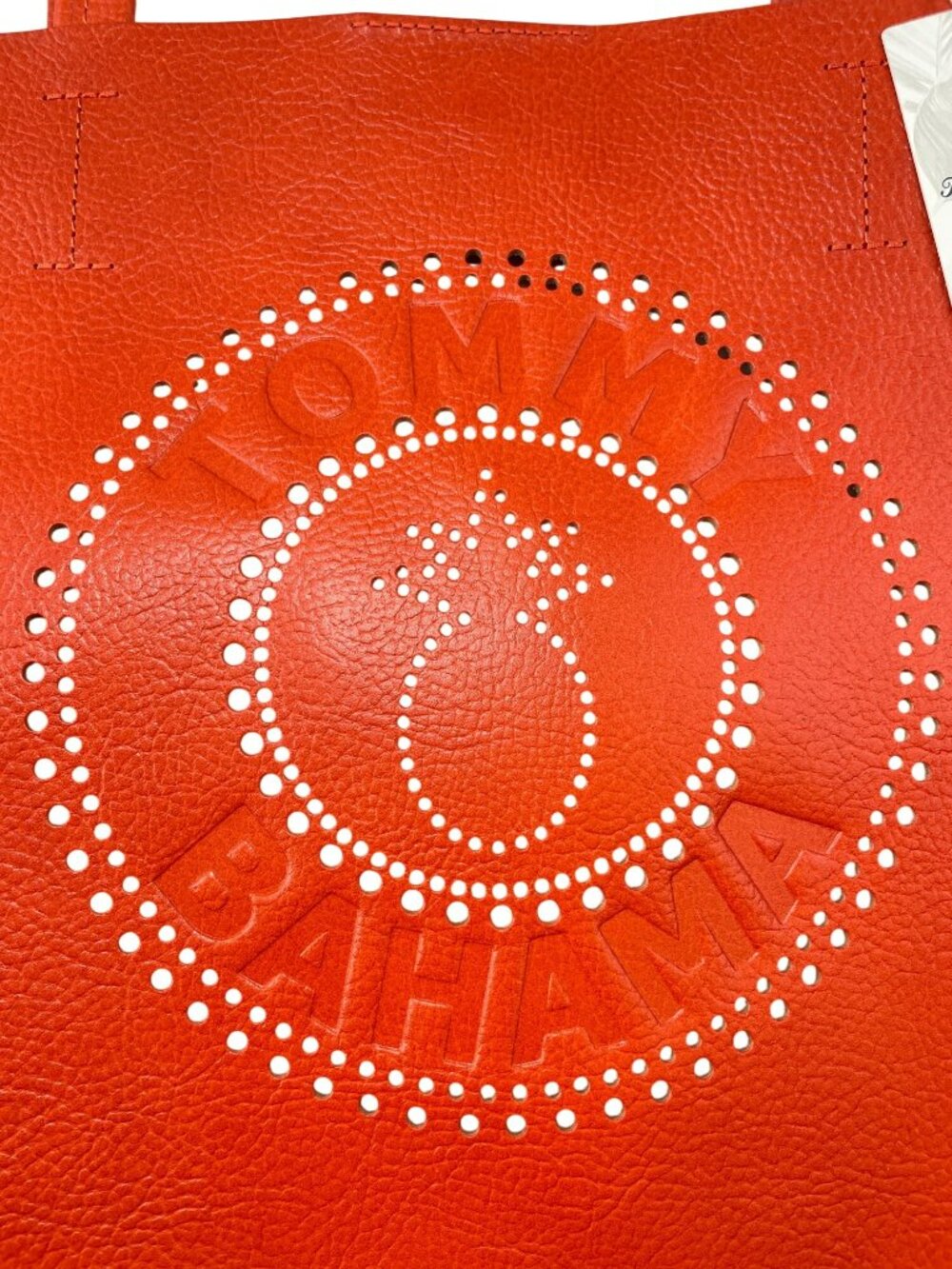 Tommy Bahama Perforated Orange Leather Tote W/Tassel & Match Pouch MSRP$185 NWT - Picture 2 of 10